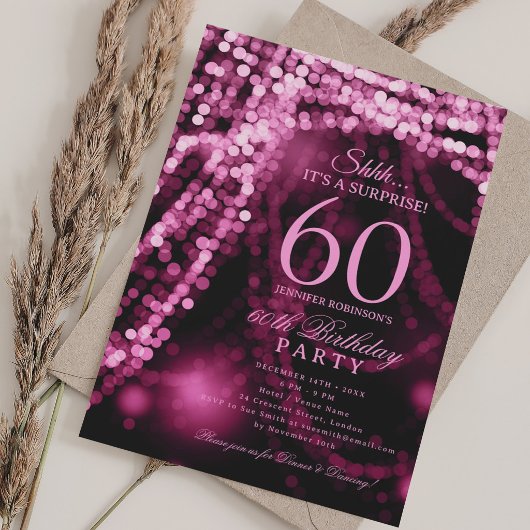 Heet Roze | Verrassingsfeest 60e Verjaardag Kaart