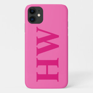 Heet Roze Verticaal Vet Monogram Initialen Case-Mate iPhone Case