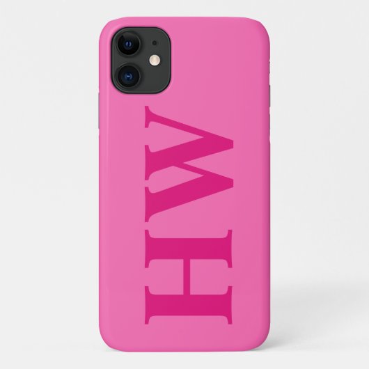 Heet Roze Verticaal Vet Monogram Initialen Case-Mate iPhone Case (Achterkant)