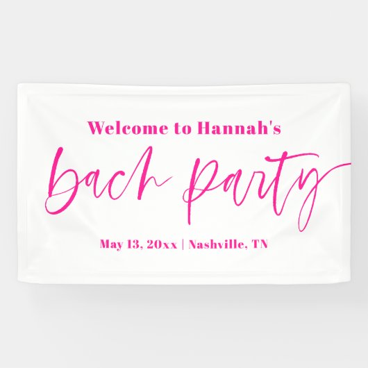 Heet Roze Vet Bachelorette Party Welkom Banner (Horizontaal)