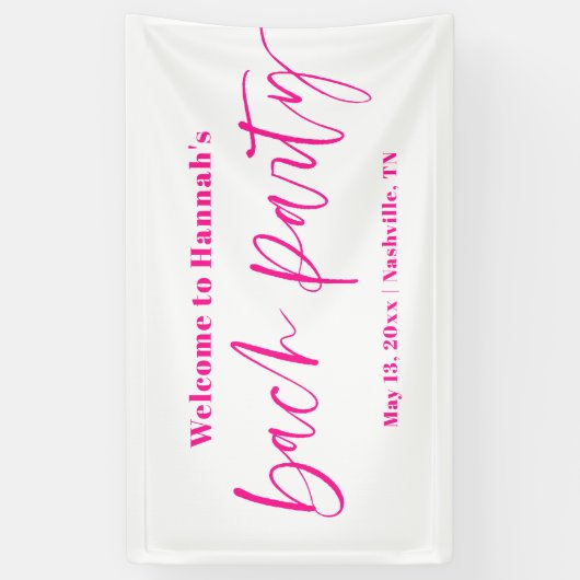 Heet Roze Vet Bachelorette Party Welkom Banner (Verticaal)