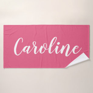 Heet Roze Vet Schrift Gepersonaliseerde Naam Badka Bad Handdoek