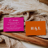 Heet Roze Vette Bruiloft Details Kaart