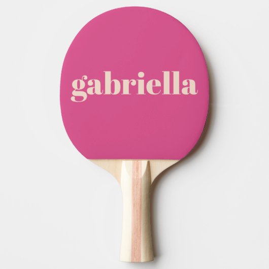 Heet Roze Vette Typografie Gepersonaliseerde Naam Tafeltennisbatje (Voorkant)