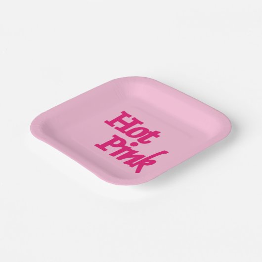 Heet Roze vierkante papieren borden Papieren Bordje (Gebogen)