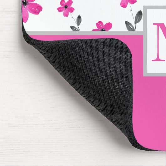 Heet Roze Vijf Petaal Waterverf Bloempatroon Muismat (Hoek)