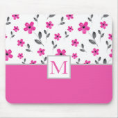 Heet Roze Vijf Petaal Waterverf Bloempatroon Muismat (Voorkant)