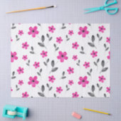 Heet Roze Vijf Petaal Waterverf Bloempatroon Tissuepapier (Craft)