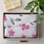 Heet Roze Vijf Petaal Waterverf Bloempatroon Tissuepapier (Geschenk)