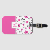 Heet Roze Vijfbladig Waterverf Bloempatroon Bagagelabel (Voorkant (horizontaal))