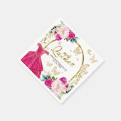 Heet Roze Vlinder Quinceanera Servetten (Hoek)