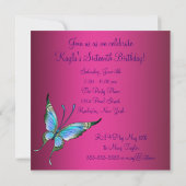 Heet roze vlinder Sweet 16-feest Kaart (Achterkant)