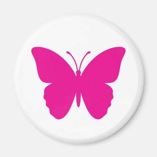 Heet Roze Vlinderontwerp Rond Magneet (Voorkant)