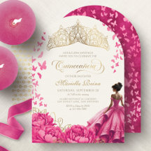 Heet Roze Vlinders Bloemenkroon Tiara Quinceanera