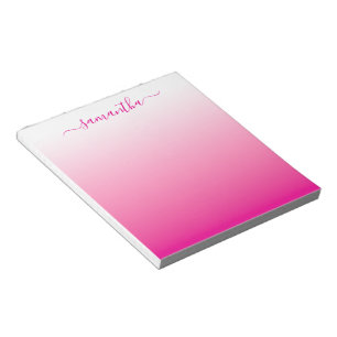 Heet roze vloeiende verloop meisjesachtige handtek notitieblok
