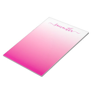 Heet roze vloeiende verloop meisjesachtige handtek notitieblok