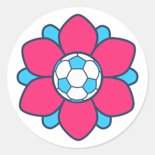 Heet roze voetbal meisje ronde sticker
