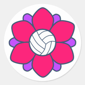 Heet roze volleybal meisje ronde sticker