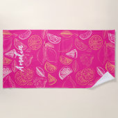 Heet roze vrijgezellenweekend  Bruidsmeisje Citroe Strandlaken (Voorkant)