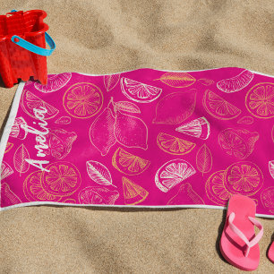 Heet roze vrijgezellenweekend Bruidsmeisje Citroe Strandlaken