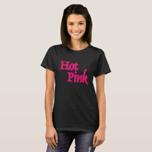Heet roze vrouwen zwart T-shirt