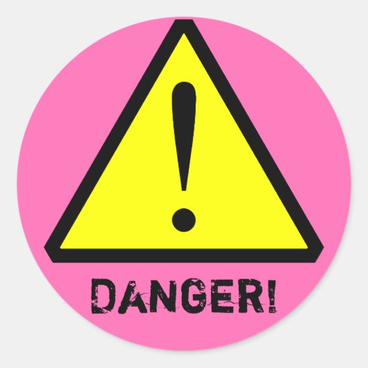 Heet Roze  Waarschuwingssymbool Sticker (Voorkant)