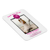 Heet Roze Waszegel Foto Bruiloft Save the Date Magneet (Rechterzijde)