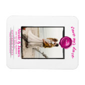 Heet Roze Waszegel Foto Bruiloft Save the Date Magneet (Horizontaal)