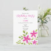 Heet Roze Waterverf Bloemen Boeket Kaart (Staand voorkant)