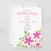 Heet Roze Waterverf Bloemen Boeket Kaart (Voorkant)