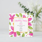 Heet Roze Waterverf Bloemen Boeket Kaart (Staand voorkant)