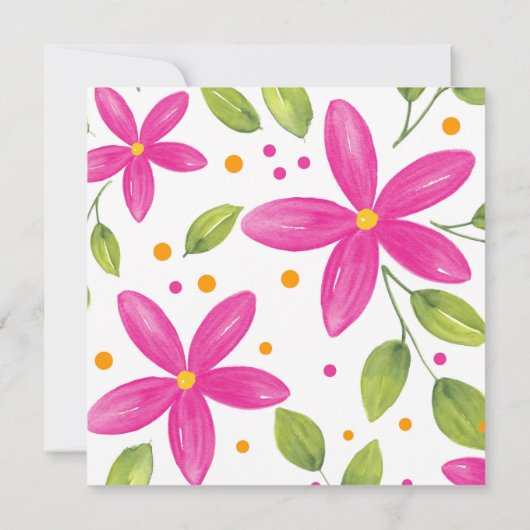 Heet Roze Waterverf Bloemen Boeket Kaart (Achterkant)