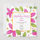 Heet Roze Waterverf Bloemen Boeket Kaart (Voorkant)