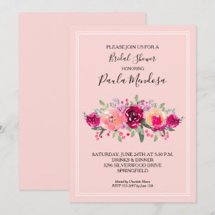 Heet Roze Waterverf Bloemen Vrijgezellenfeest Kaart