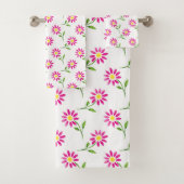 Heet Roze Waterverf Daisy Pattern Bad Handdoek (Insitu)