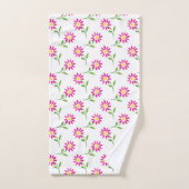 Heet Roze Waterverf Daisy Pattern Bad Handdoek (Handdoek)