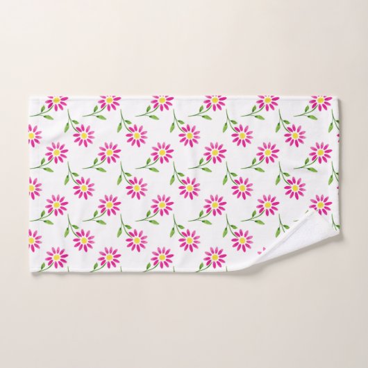 Heet Roze Waterverf Daisy Pattern Bad Handdoek (Handdoek)