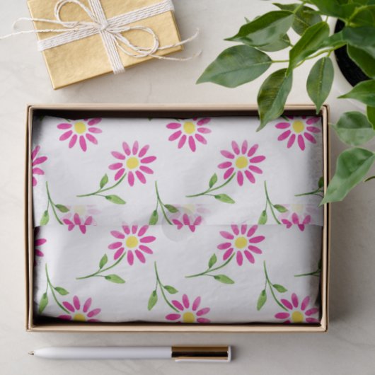 Heet Roze Waterverf Daisy Pattern Tissuepapier (Geschenk)