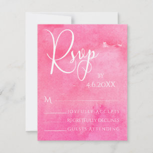 Heet roze waterverf elegante typografie RSVP Kaartje