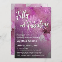 Heet Roze Waterverf Glitter Vijftig en Fabulous