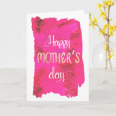Heet roze waterverf moederdagkaart kaart (Gele Bloem)