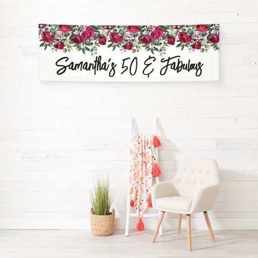 Heet Roze Waterverf Pioenen 50 & Fabulous Lang Spandoek (Insitu)