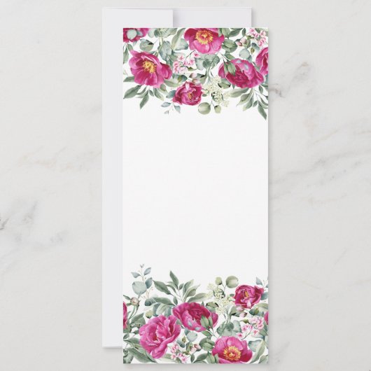 Heet Roze Waterverf Pioenrozen 50e Verjaardag Kaart (Achterkant)