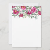 Heet Roze Waterverf Pioenrozen 50e Verjaardag Kaart (Achterkant)