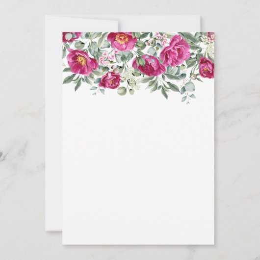 Heet Roze Waterverf Pioenrozen 50e Verjaardag Kaart (Achterkant)