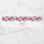 Heet Roze Waterverf Pioenrozen 50e Verjaardag Waterfles Etiket (Enkel label)