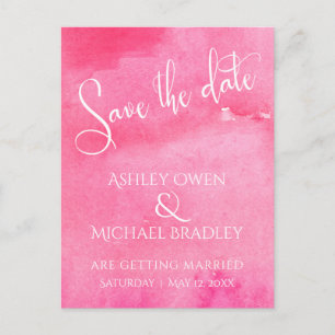 Heet roze waterverf typografie Save the Date Aankondigingskaart