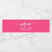 Heet Roze Welkomstbelettering Custom Wedding Waterfles Etiket (Enkel label)