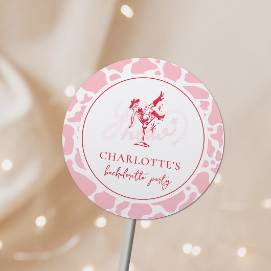 Heet Roze Westerse Meisjesuitgansfeestje Ronde Sticker