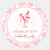 Heet Roze Westerse Meisjesuitgansfeestje Ronde Sticker (Voorkant)